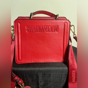 Steve Madden Bevelyn Tiktok Red Top Handle Satchel Crossbody Bag Purse Trendy